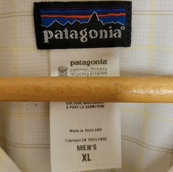 Patagonia | Ivory Brown Yellow Plaid Button Down Long Sleeve Shirt Size XL - Picture 2 of 4